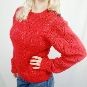 ba&sh Numa Lady Pullover Sweater Rouge Buttons M